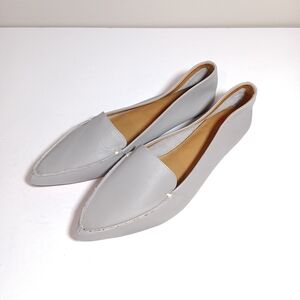 J Crew Edie Classic Leather Flats Sleek Minimalist Loafer Faded Pewter Grey 10